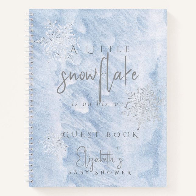 Frozen Snowflake Blue Baby Shower Guest Book Notizbuch (Vorderseite)
