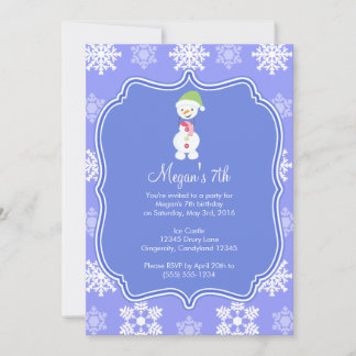 Frozen Snowflake Winter Snowman Geburtstag Einladung