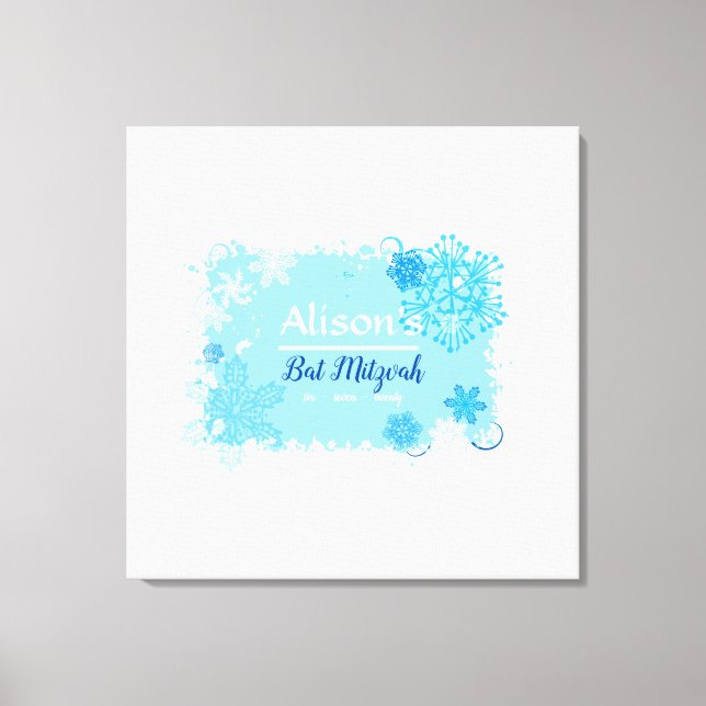 FROZEN SNOWFLAKES Bat Mitzvah Sign-In Memory Board Leinwanddruck (Vorderseite)