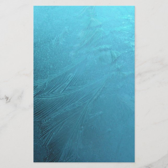 Frozen Water Ice Blue Frost Chic Winter Metallic Briefpapier (Vorderseite)