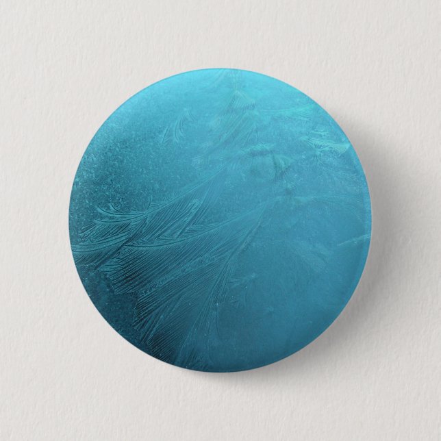 Frozen Water Ice Blue Frost Chic Winter Metallic Button (Vorderseite)