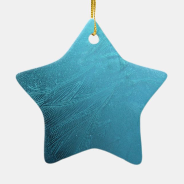 Frozen Water Ice Blue Frost Chic Winter Metallic Keramik Ornament (Hinten)