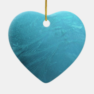 Frozen Water Ice Blue Frost Chic Winter Metallic Keramikornament