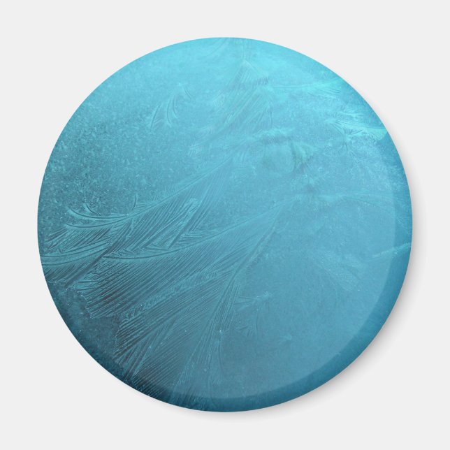 Frozen Water Ice Blue Frost Chic Winter Metallic Magnet (Vorne)
