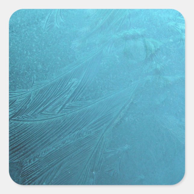 Frozen Water Ice Blue Frost Chic Winter Metallic Quadratischer Aufkleber (Vorderseite)