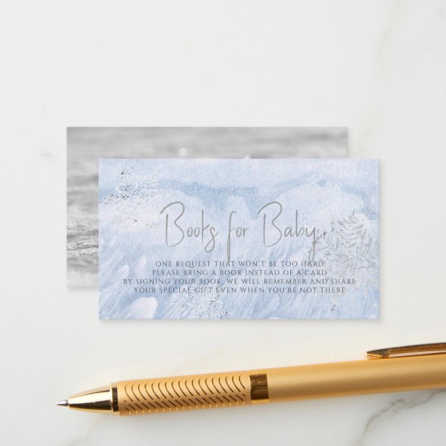 Frozen Winter Silver Snowflake Blue Book Request Begleitkarte (Vorderseite/Rückseite Beispiel)