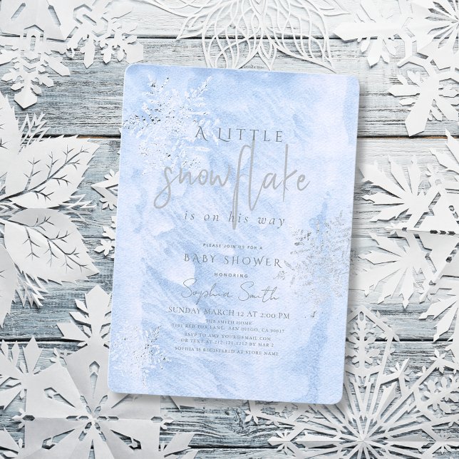 Frozen Winter Silver Snowflake Boy Baby Dusche Einladung (Von Creator hochgeladen)