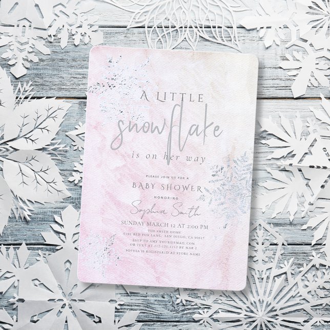 Frozen Winter Silver Snowflake Girl Babydusche Einladung (Von Creator hochgeladen)