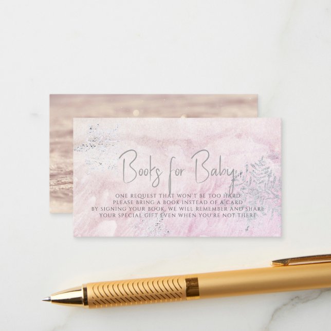 Frozen Winter Silver Snowflake Rosa Buchanfrage Begleitkarte (Vorderseite/Rückseite Beispiel)