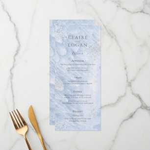 Frozen Winter Silver Snowflakes Hochzeit Menükarte