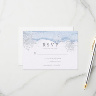 Frozen Winter Silver Snowflakes Hochzeit RSVP Karte