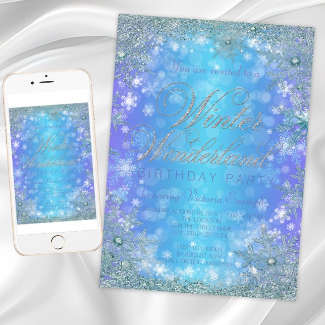 Frozen Winter Wonderland Geburtstagsparty Einladung (Frozen Winter Wonderland Birthday Party Invitation. Download and printed invitations available.)
