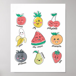 Frucht aus Geisttugendhaftigkeit Niedliche Kawaii  Poster
