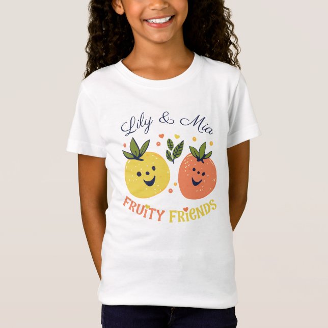 Frucht Best Friends Strawberry und Orange T-Shirt (Vorderseite)