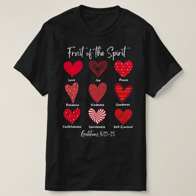 Frucht des Geistes Galatians 5 22 23 Happy Valent T-Shirt (Design vorne)