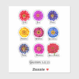 Frucht des Geistes Mit Zinnias Aufkleber