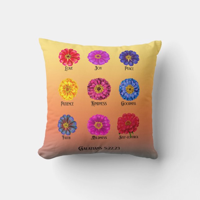 Frucht des Geistes mit Zinnias  Kissen (Vorderseite)
