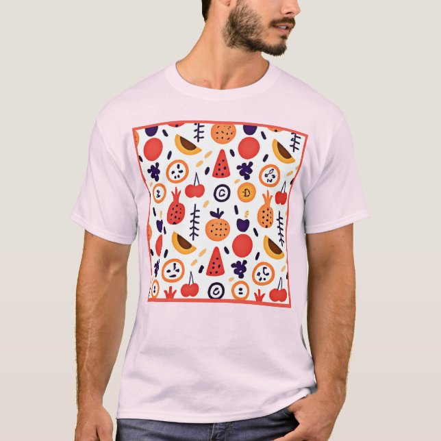 Frucht Farbenfrohe Muster Kunst T-Shirt (Vorderseite)