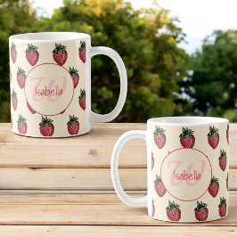 Frucht Fresh Strawberry Muster Monogram Name Kaffeetasse