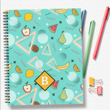 Frucht Memphis Aqua Muster Schulheft