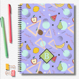 Frucht Memphis Lila Muster Schulheft Notizbuch