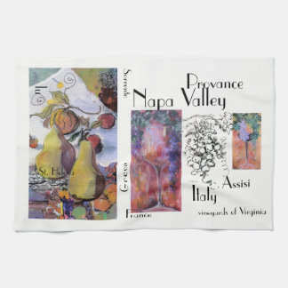 "Frucht mit Gläsern Wein " Geschirrtuch