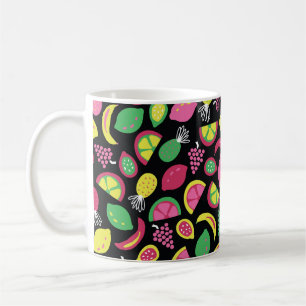 Frucht nahtlos Vintages Muster schwarz-grün gelb Kaffeetasse
