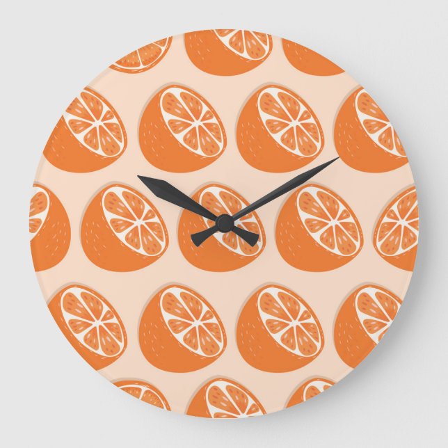 Frucht Nahtloses Muster. Große Wanduhr (Vorderseite)