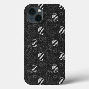 Frucht nahtloses Muster schwarz und weiß Tropisch iPhone 13 Hülle