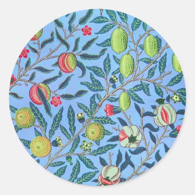 Frucht oder Granatapfel von William Morris Runder Aufkleber (Vorderseite)