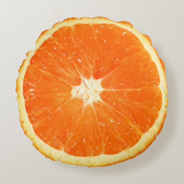 Frucht-saftige orange Scheibe Rundes Kissen (Vorderseite)
