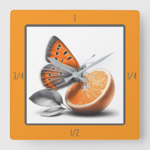 Frucht - Schmetterlingswaage Quadratische Wanduhr