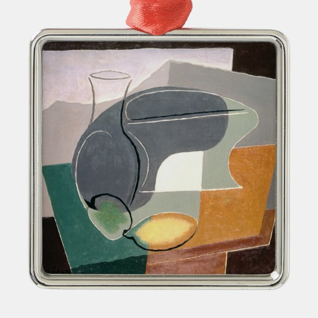 Frucht-Teller und Carafe, 1927 Silbernes Ornament (Vorne)