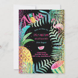 Frucht Tropical Birthday Party lädt Flamingo ein Einladung