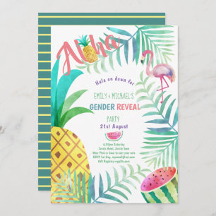 Frucht Tropical GENDER REVEAL Einladungen Flamingo