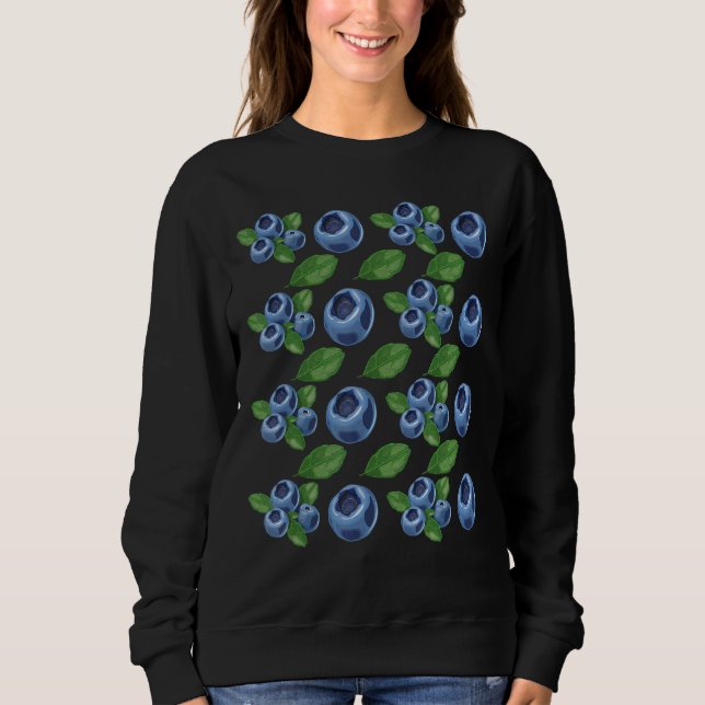 Frucht Vegans Blueberry Muster Fruitarian Blueber Sweatshirt (Vorderseite)