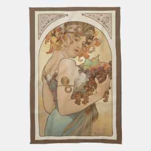 Frucht von Alphonse Mucha, Vintager Jugendstil Geschirrtuch