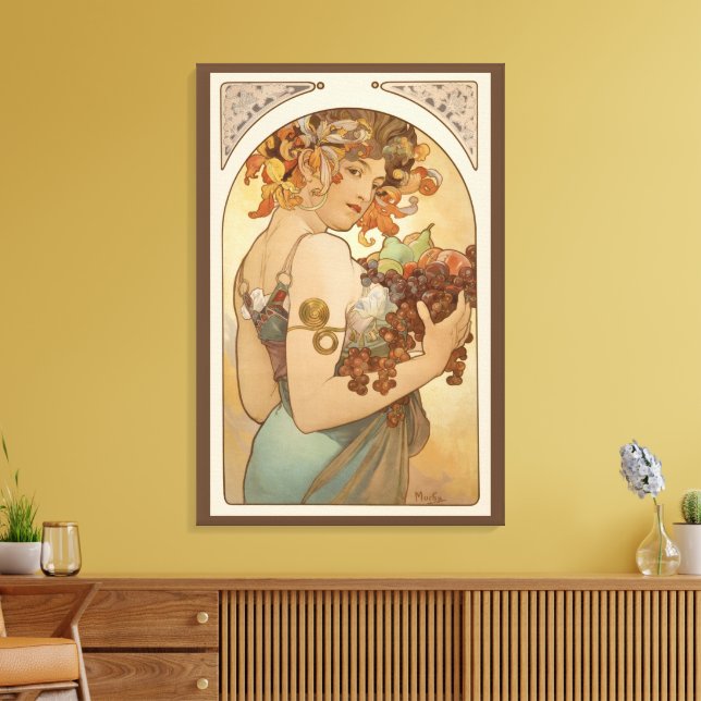 Frucht von Alphonse Mucha, Vintager Jugendstil Leinwanddruck (Insitu (Wohnzimmer))