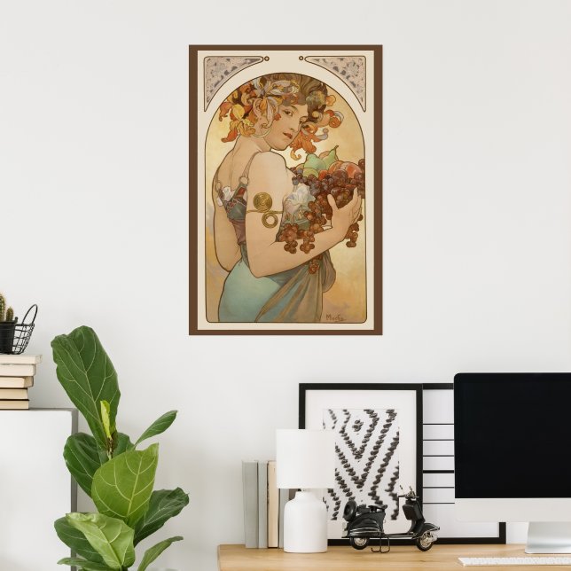 Frucht von Alphonse Mucha, Vintager Jugendstil Poster (Heimbüro)
