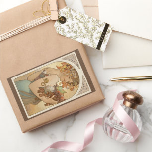 Frucht von Alphonse Mucha, Vintager Jugendstil Rechteckiger Aufkleber