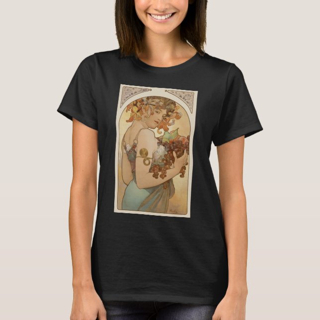 Frucht von Alphonse Mucha, Vintager Jugendstil T-Shirt (Vorderseite)