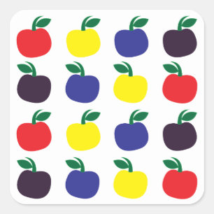 Frucht von farbenfrohen Äpfeln Quadratischer Aufkleber