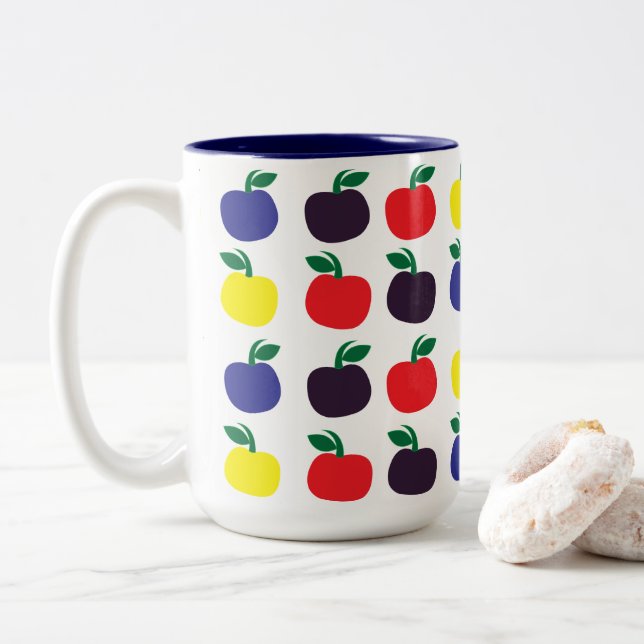 Frucht von farbenfrohen Äpfeln Zweifarbige Tasse (Mit Donut)