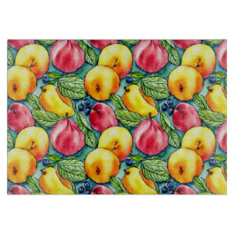 Fruchtapfel Birne Sommerwasserfarbe Muster Schneidebrett