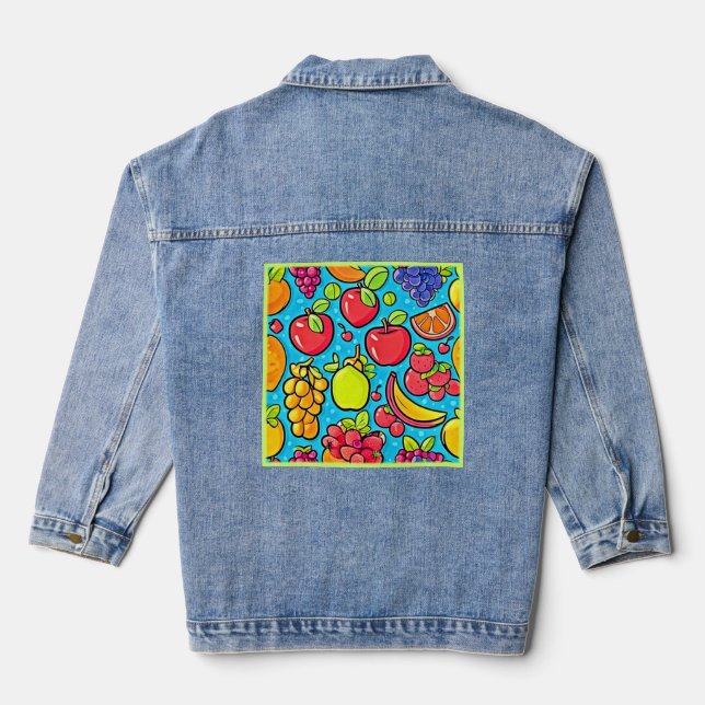 Fruchtbares Musterdesign Jeansjacke (Rückseite)