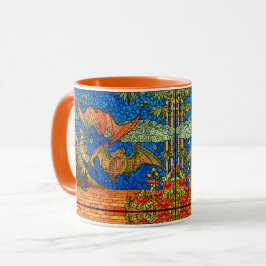 Fruchtbat Gestaltetes Glas Mosaik blau orange Tasse