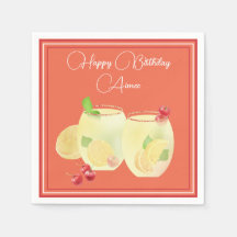 Fruchtcocktails Happy Birthday Paper Napkin