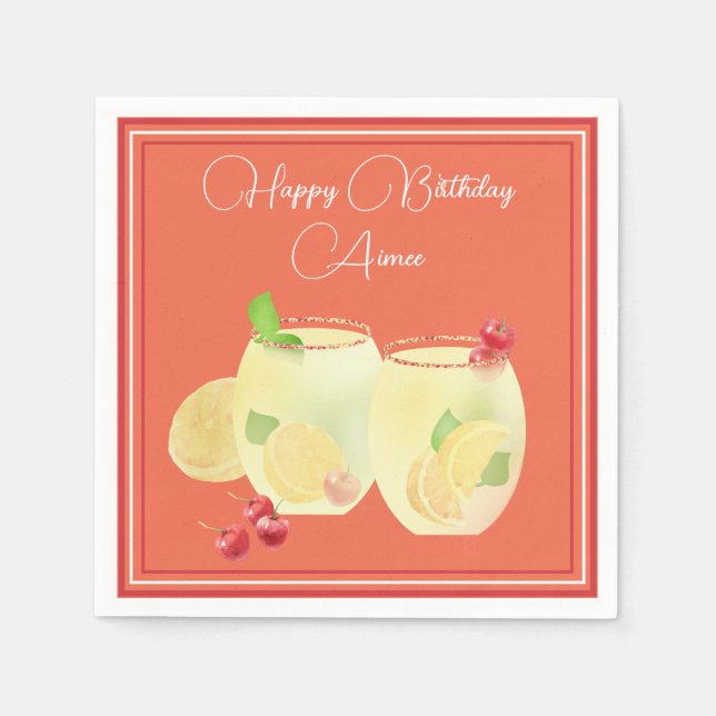 Fruchtcocktails Happy Birthday Paper Napkin Serviette (Vorderseite)