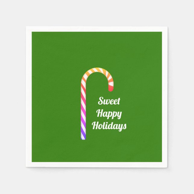 Fruchtcreme Cane Sweet Happy Holiday Paper Napkin Serviette (Vorderseite)