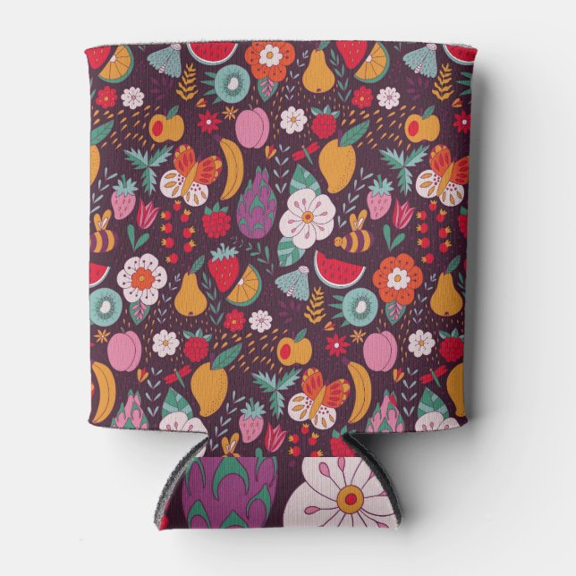 Fruchtdoodles, handgezeichnet Sommerdekoration. Dosenkühler (Vorderseite)